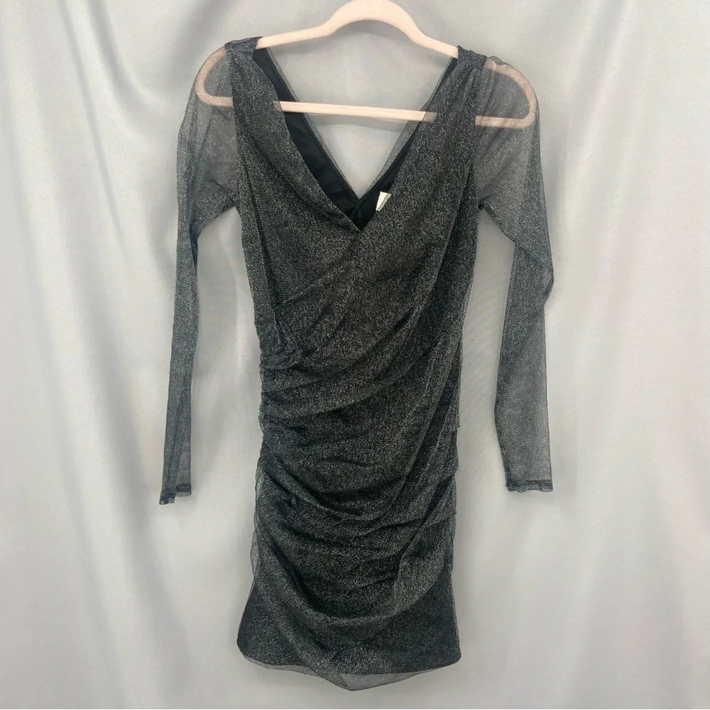 Mark‎ & James by Badgley Mischka Ruched Long Sheer Sleeve Dress Size Small